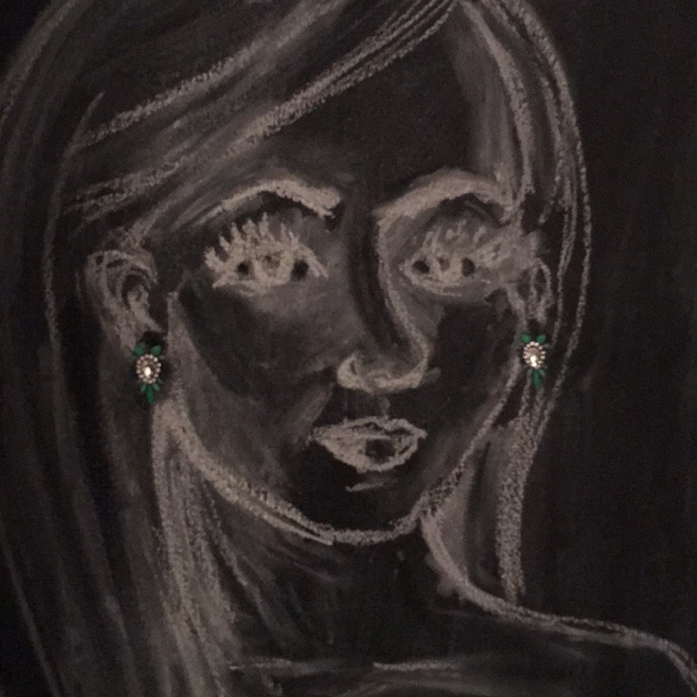 Green & Rhinestone Earrings